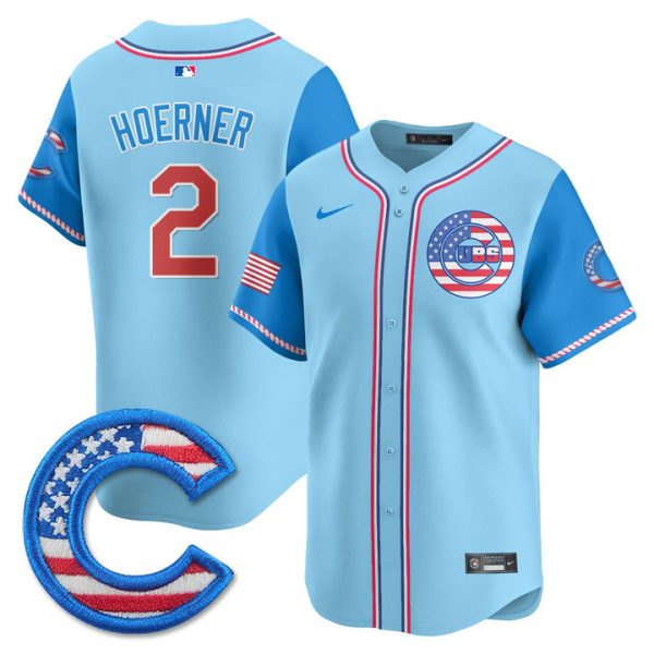 Chicago Cubs 2025 Fourth of July Vapor Premier Limited Jersey Stitched Light Blue Alternate Nico Hoerner