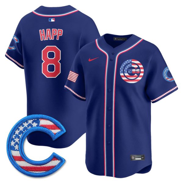 Chicago Cubs 2025 Fourth of July Vapor Premier Limited Jersey Stitched Royal Ian Happ