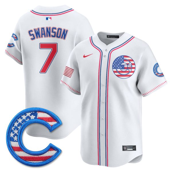 Chicago Cubs 2025 Fourth of July Vapor Premier Limited Jersey Stitched White Dansby Swanson