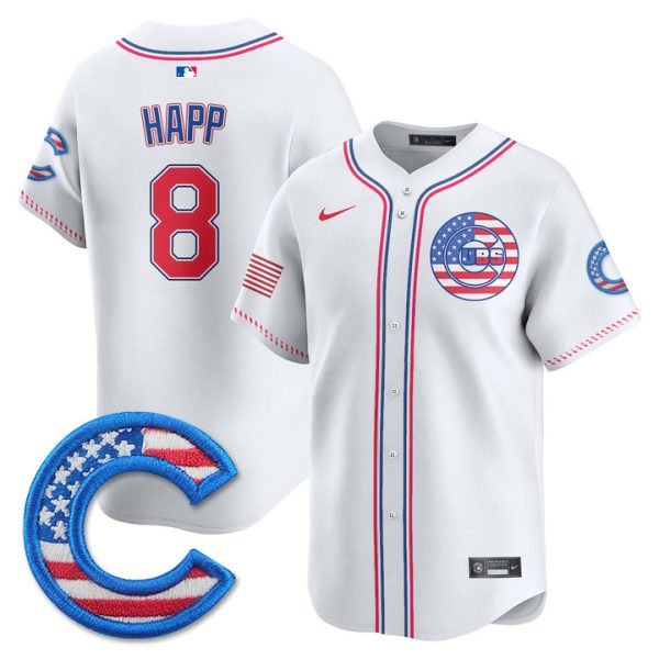 Chicago Cubs 2025 Fourth of July Vapor Premier Limited Jersey Stitched White Ian Happ