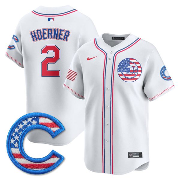 Chicago Cubs 2025 Fourth of July Vapor Premier Limited Jersey Stitched White Nico Hoerner