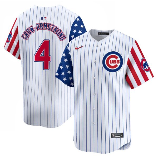 Chicago Cubs 2025 Independence Day Vapor Premier Limited Jersey Stitched Pinstripe Pete Crow-Armstrong
