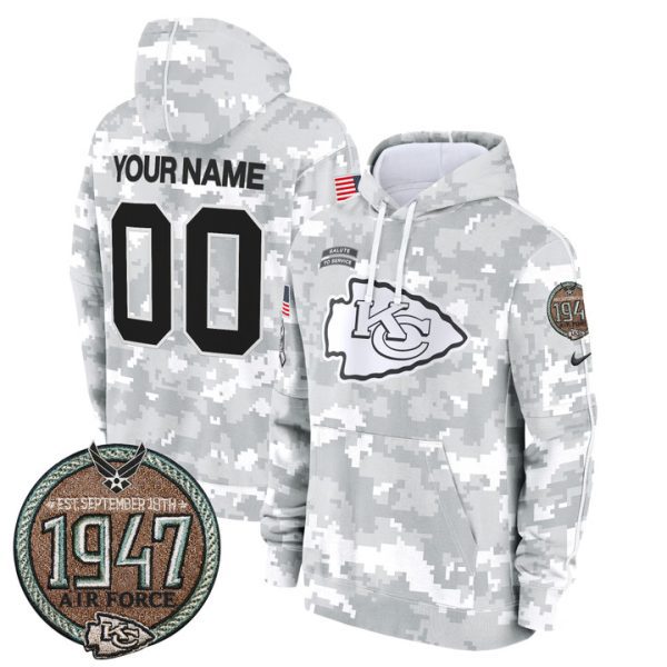 Chiefs 2024 Salute to Service Establishment Year Patch Custom Fleece Pullover Stitched Hoodie - Air Force