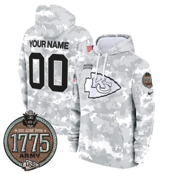 Chiefs 2024 Salute to Service Establishment Year Patch Custom Fleece Pullover Stitched Hoodie - Army
