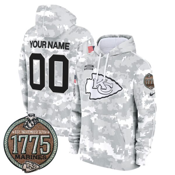 Chiefs 2024 Salute to Service Establishment Year Patch Custom Fleece Pullover Stitched Hoodie - Marines