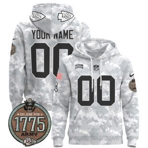Chiefs 2024 Salute to Service Establishment Year Patch Custom Pullover Stitched Hoodie - Army