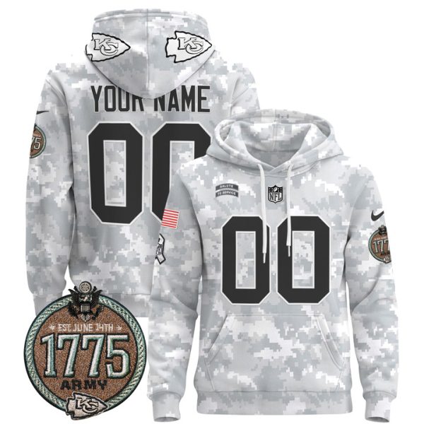Chiefs 2024 Salute to Service Establishment Year Patch Custom Pullover Stitched Hoodie - Army