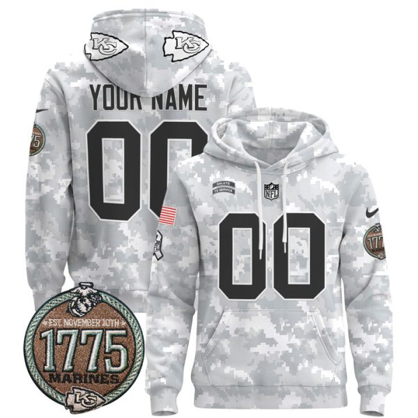 Chiefs 2024 Salute to Service Establishment Year Patch Custom Pullover Stitched Hoodie - Marines