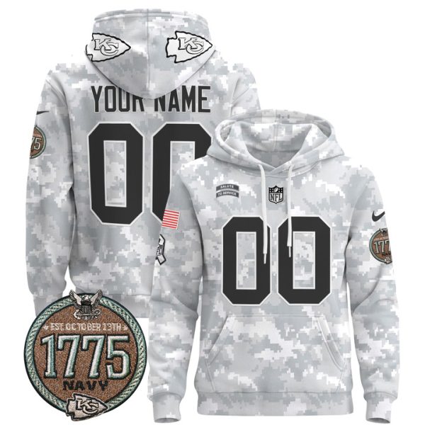Chiefs 2024 Salute to Service Establishment Year Patch Custom Pullover Stitched Hoodie - Navy
