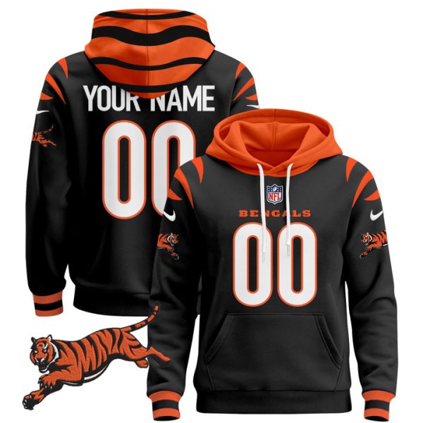Cincinnati Bengals 2024 Custom Pullover Stitched Hoodie - Black