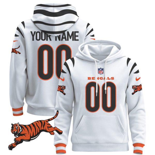 Cincinnati Bengals 2024 Custom Pullover Stitched Hoodie - White