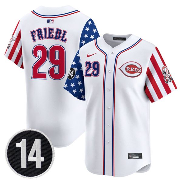 Cincinnati Reds 2025 Independence Day Vapor Premier Limited Jersey - Pete Rose Patch Stitched White TJ Friedl