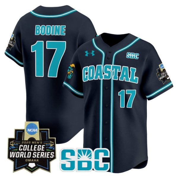 Coastal Carolina Chanticleers 2025 World Series Vapor Premier Limited Jersey Stitched Navy Caden Bodine