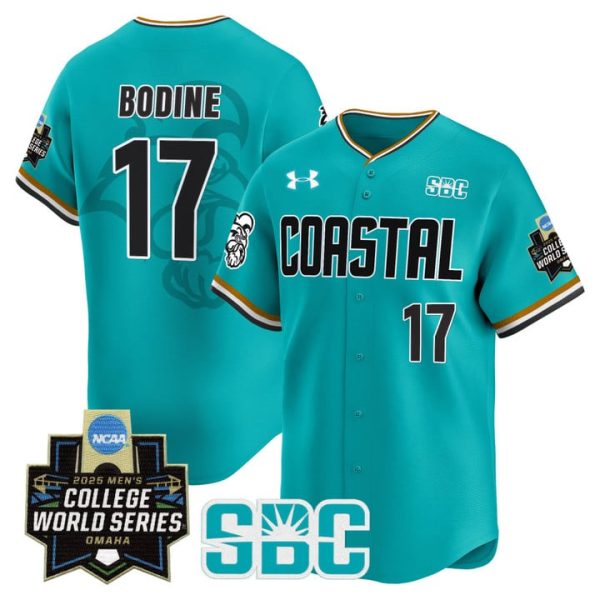 Coastal Carolina Chanticleers 2025 World Series Vapor Premier Limited Jersey Stitched Omaha Revival Caden Bodine