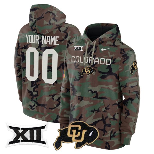 Colorado Buffaloes 2024 Military Custom Fleece Pullover Stitched Hoodie - Custom
