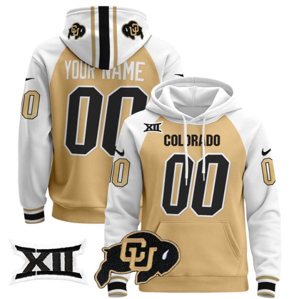 Colorado Buffaloes Custom Pullover Stitched Hoodie - Big 12 XII Patch - Gold Alternate