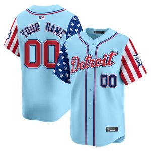 Detroit Tigers 2025 Independence Day Vapor Premier Limited Custom Jersey Stitched Blue