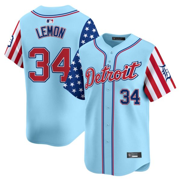 Detroit Tigers 2025 Independence Day Vapor Premier Limited Jersey Stitched Blue Chet Lemon