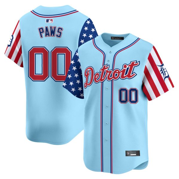 Detroit Tigers 2025 Independence Day Vapor Premier Limited Jersey Stitched Blue Paws