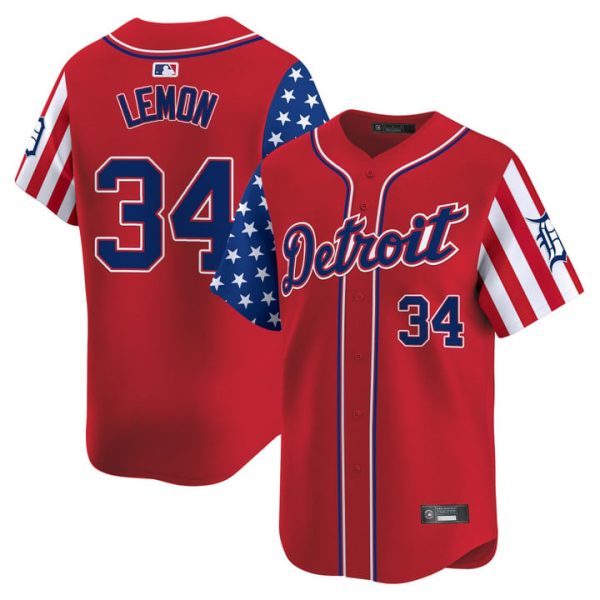 Detroit Tigers 2025 Independence Day Vapor Premier Limited Jersey Stitched Red Chet Lemon