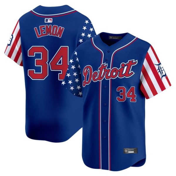 Detroit Tigers 2025 Independence Day Vapor Premier Limited Jersey Stitched Royal Chet Lemon