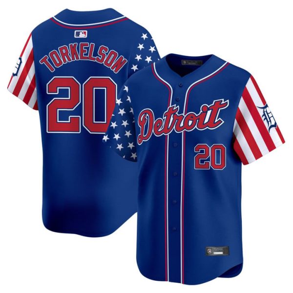 Detroit Tigers 2025 Independence Day Vapor Premier Limited Jersey Stitched Royal Spencer Torkelson