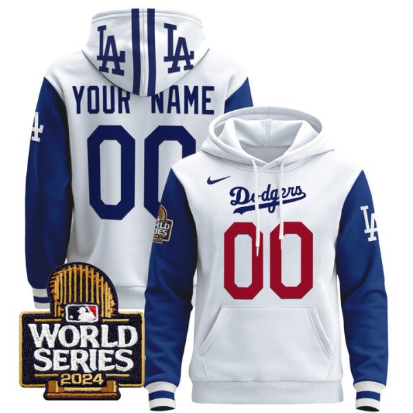 Dodgers 2024 World Series Custom Pullover Stitched Hoodie - Royal Sleeves
