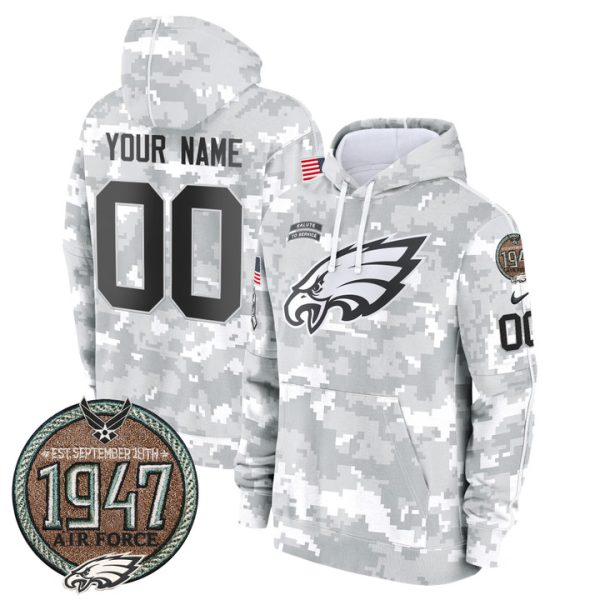 Eagles 2024 Salute to Service Establishment Year Patch Custom Fleece Pullover Stitched Hoodie - Air Force