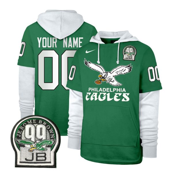 Eagles Kelly Green Custom Shortstop Pullover Stitched Hoodie - Kelly Green