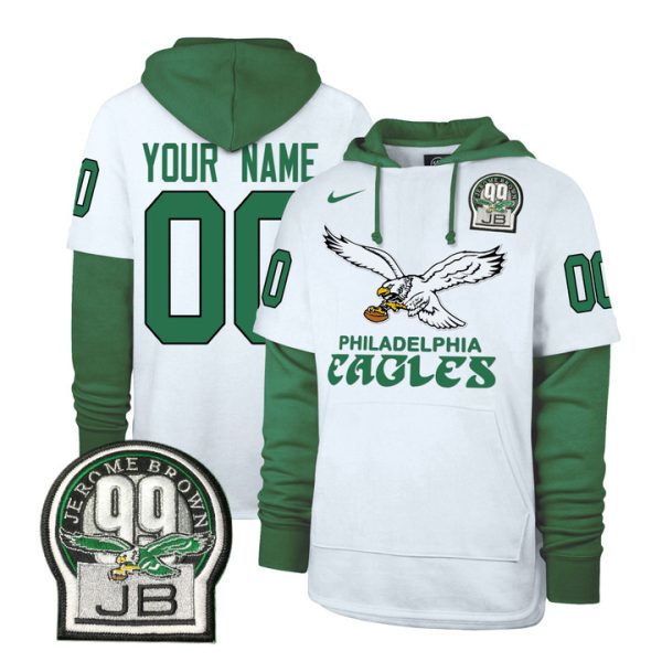 Eagles Kelly Green Custom Shortstop Pullover Stitched Hoodie - Kelly White