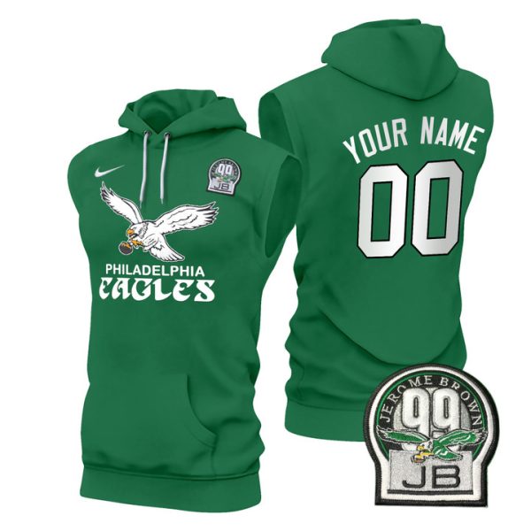 Eagles Kelly Green Custom Sleeveless Stitched Hoodie - Kelly Green