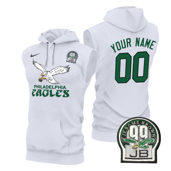 Eagles Kelly Green Custom Sleeveless Stitched Hoodie - Kelly White