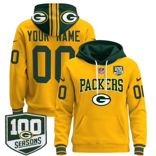 Green Bay Packers 2024 Custom Pullover Stitched Hoodie - Gold