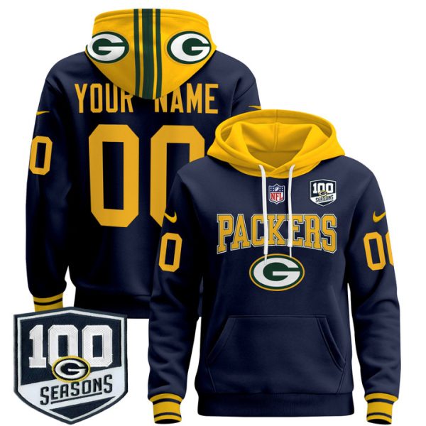 Green Bay Packers 2024 Custom Pullover Stitched Hoodie - Navy