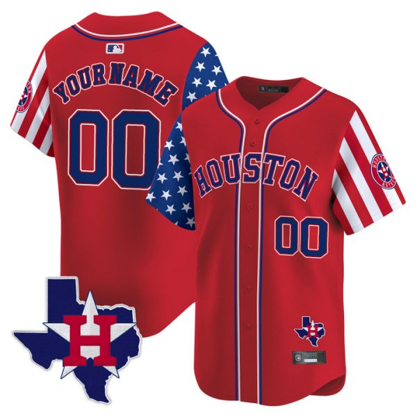 Houston Astros 2025 Independence Day Vapor Premier Limited Custom Jersey V2 Stitched Red