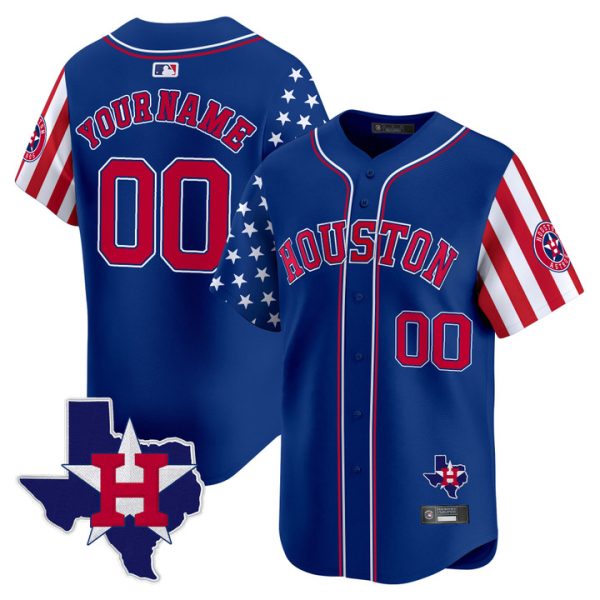 Houston Astros 2025 Independence Day Vapor Premier Limited Custom Jersey V2 Stitched Royal