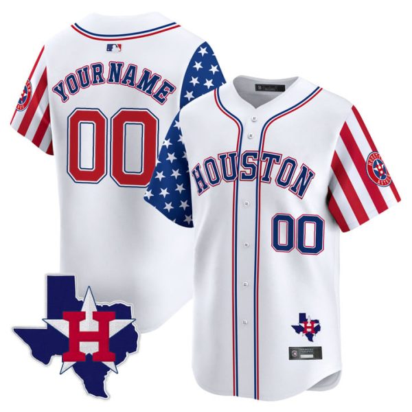Houston Astros 2025 Independence Day Vapor Premier Limited Custom Jersey V2 Stitched White
