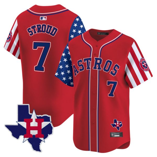 Houston Astros 2025 Independence Day Vapor Premier Limited Jersey Stitched Red CJ Stroud