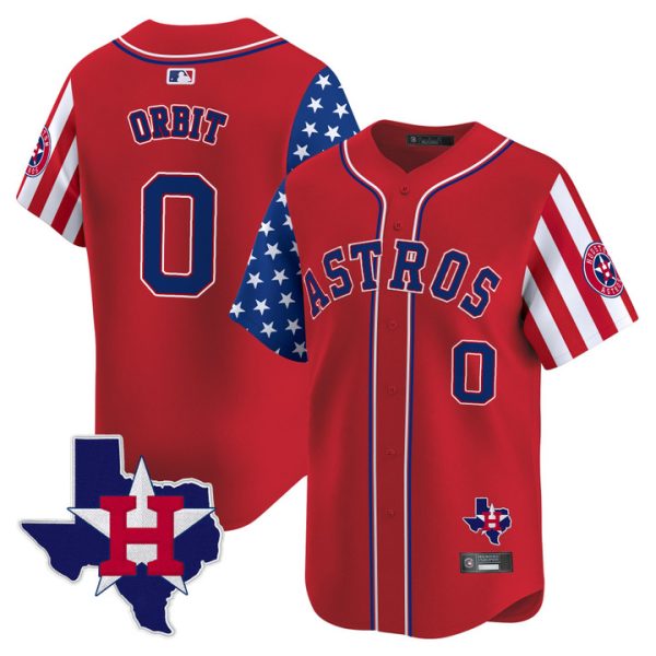 Houston Astros 2025 Independence Day Vapor Premier Limited Jersey Stitched Red Orbit