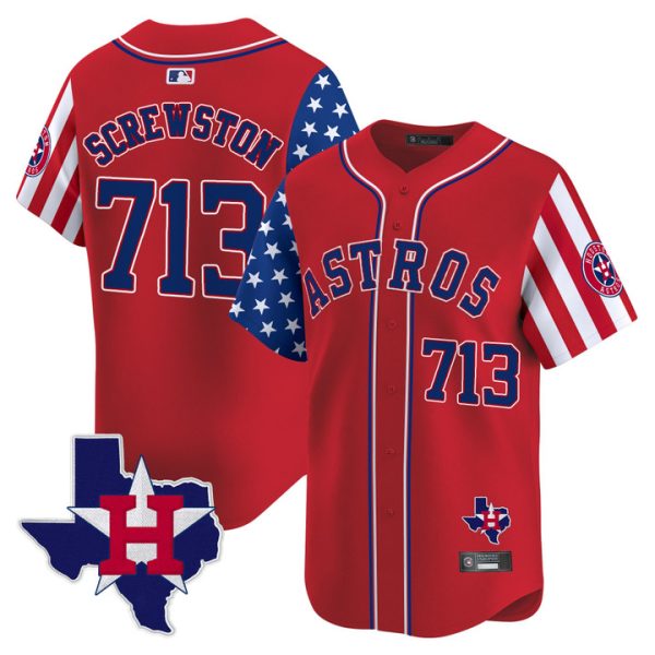 Houston Astros 2025 Independence Day Vapor Premier Limited Jersey Stitched Red Screwston 713