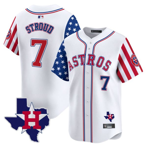 Houston Astros 2025 Independence Day Vapor Premier Limited Jersey Stitched White CJ Stroud