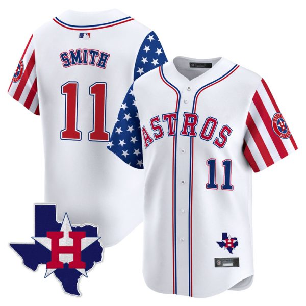 Houston Astros 2025 Independence Day Vapor Premier Limited Jersey Stitched White Cam Smith