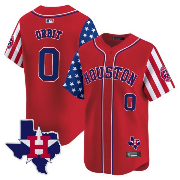 Houston Astros 2025 Independence Day Vapor Premier Limited Jersey V2 Stitched Red Orbit