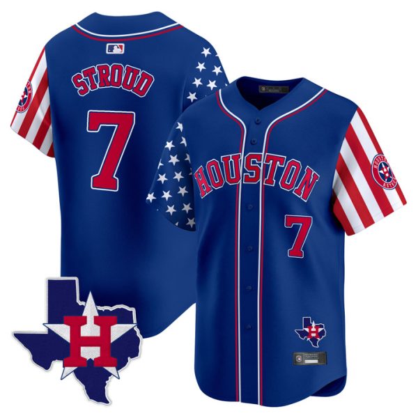 Houston Astros 2025 Independence Day Vapor Premier Limited Jersey V2 Stitched Royal CJ Stroud