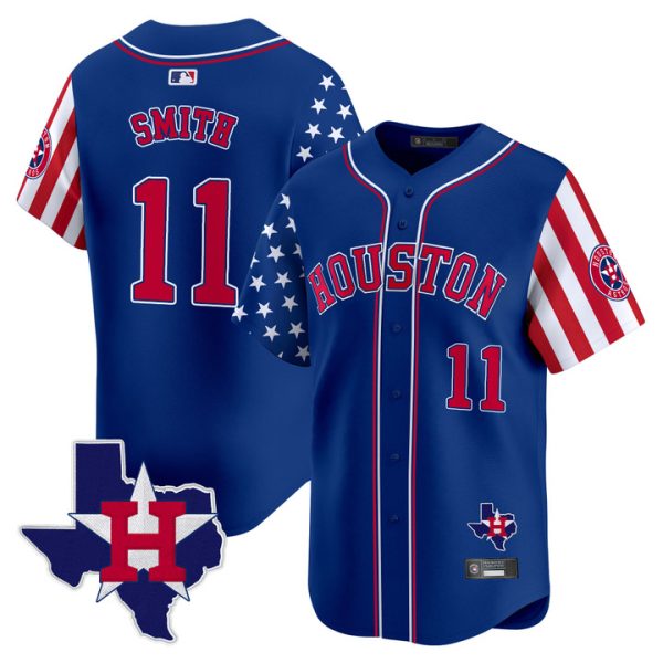 Houston Astros 2025 Independence Day Vapor Premier Limited Jersey V2 Stitched Royal Cam Smith