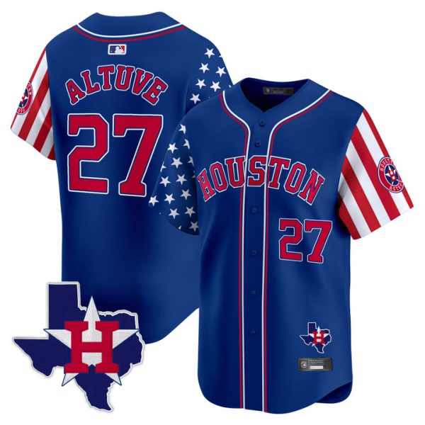 Houston Astros 2025 Independence Day Vapor Premier Limited Jersey V2 Stitched Royal Jose Altuve