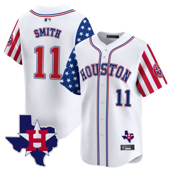 Houston Astros 2025 Independence Day Vapor Premier Limited Jersey V2 Stitched White Cam Smith