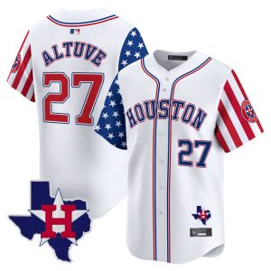 Houston Astros 2025 Independence Day Vapor Premier Limited Jersey V2 Stitched White Jose Altuve