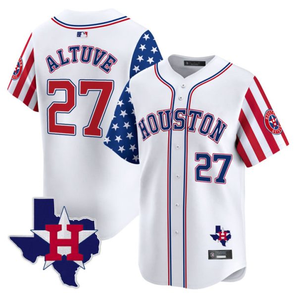 Houston Astros 2025 Independence Day Vapor Premier Limited Jersey V2 Stitched White Jose Altuve