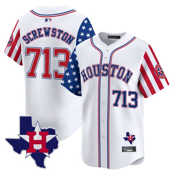 Houston Astros 2025 Independence Day Vapor Premier Limited Jersey V2 Stitched White Screwston 713